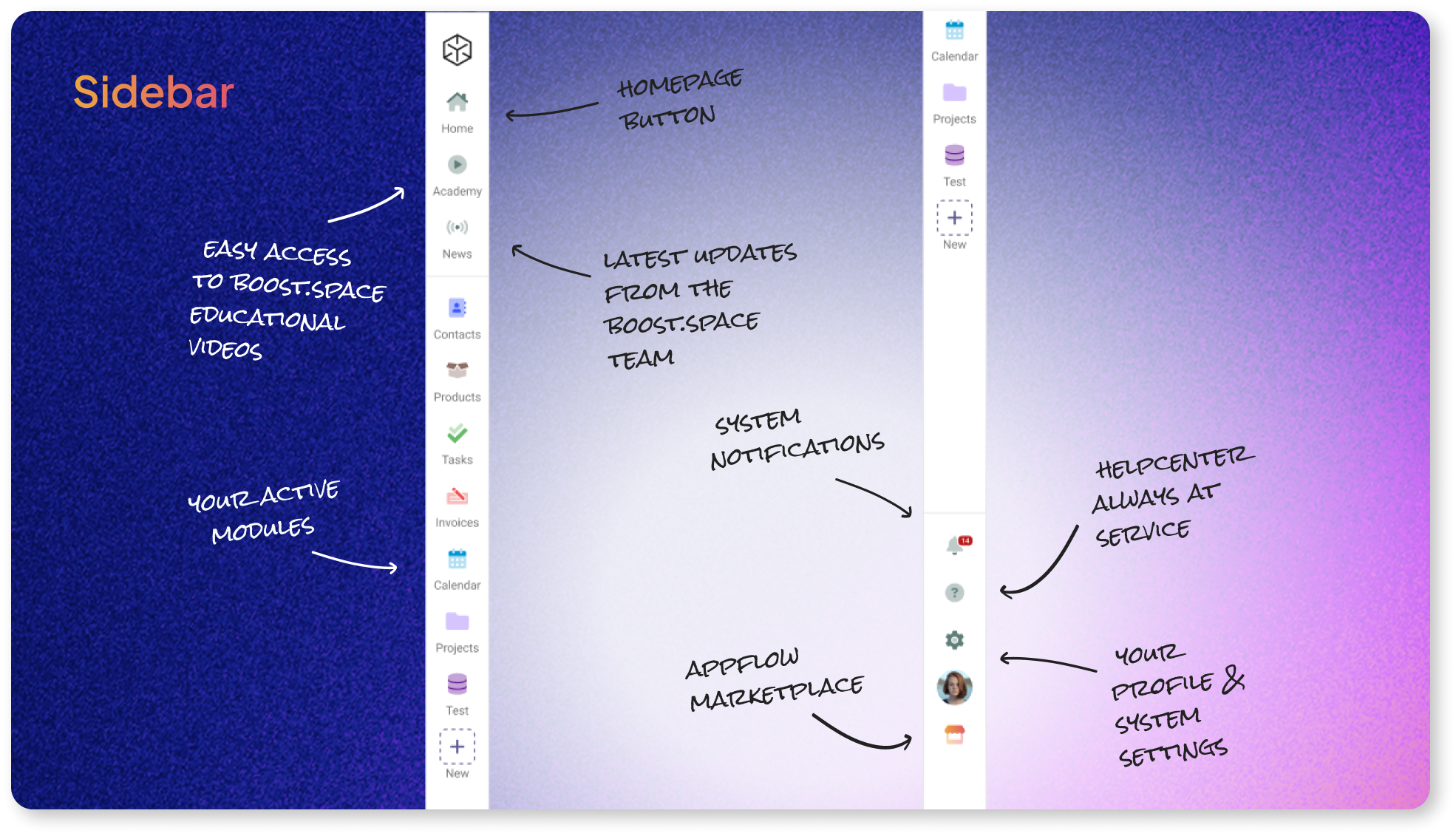 boost.space. 4.0 sidebar